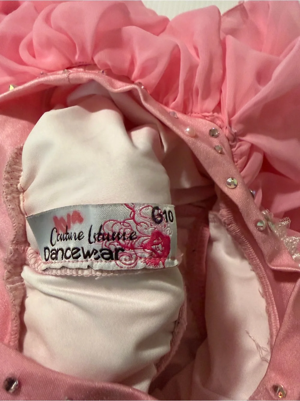 Custom solo dance costume nude illusion lyrical pink 2 piece LC child